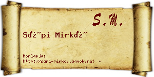 Sápi Mirkó névjegykártya